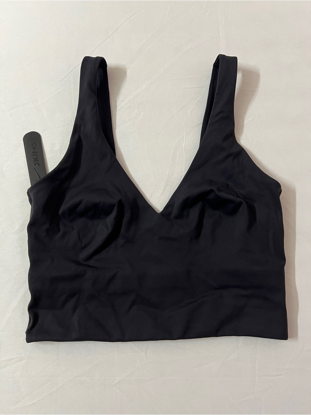 SKIMS x NIKE Matte Black V-Neck Longline Sports Bra Top